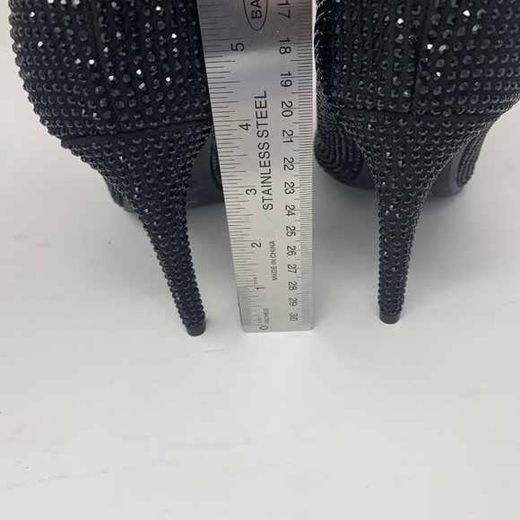 Nine West Dazzle 2 Ankle Boots Womens 10.5M Black Almond Toe Stiletto Heel S0537 - Picture 6 of 10